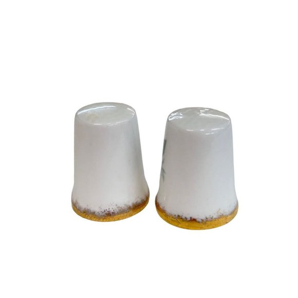 Royal Crown Porcelain Decorative Thimbles Set of 2 Blue Rose Gold Trim - Picture 3 of 8